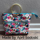 Arlo Bag PDF sewing pattern floral animal print in blue white gold handle