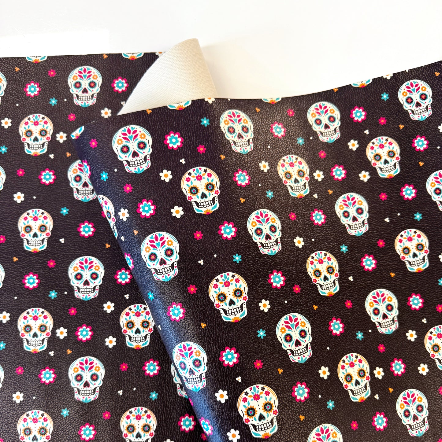 Sugar Skulls Custom Pebbled Vinyl Roll