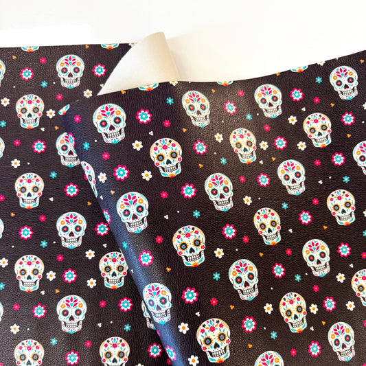 Sugar Skulls Custom Pebbled Vinyl Roll