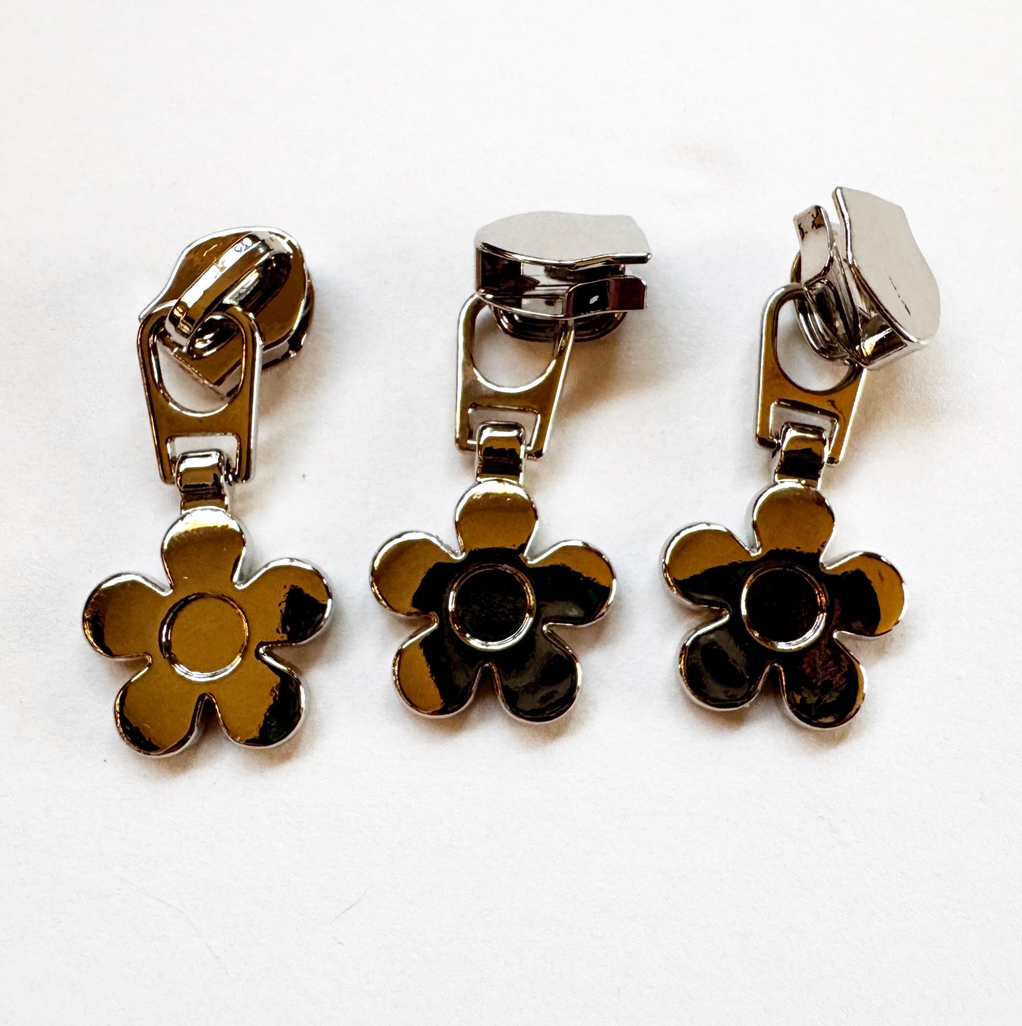 Flower zipper pulls PICK your color 3 pack