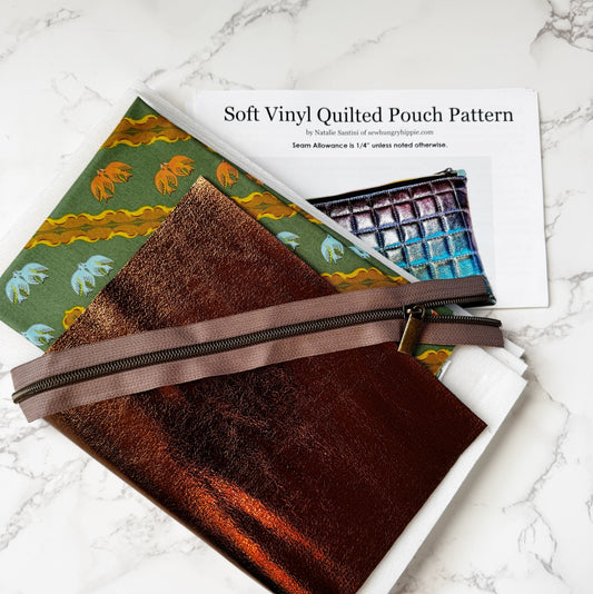 Quilted Soft Vinyl Zipper Pouch KIT Bronze