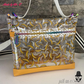 handmade bag using yellow banana transparent vinyl fabric for accessories