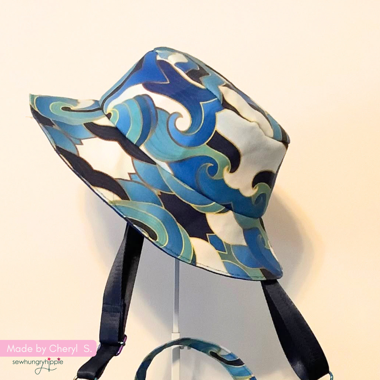 Blue Waves Canvas Fabric | Elegant Custom Print for Bag Making