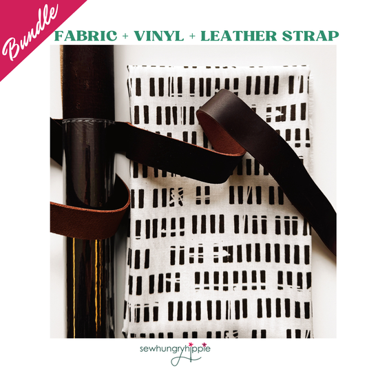 Brown and Cream Fabric, Vinyl Roll and Leather Strap Bundle