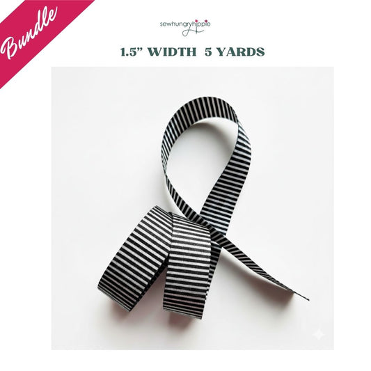 Black & White Striped Seatbelt Webbing 1.5" Width - 5 Yard Bundle