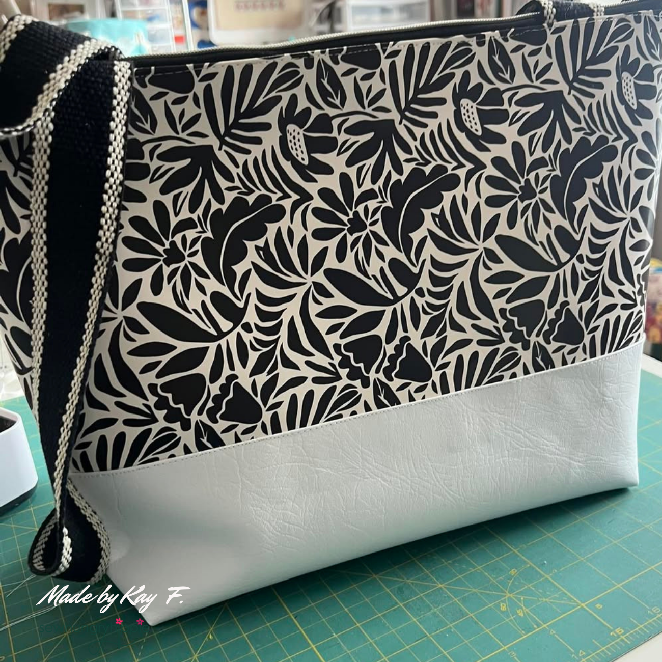 Black and Cream Floral Vinyl