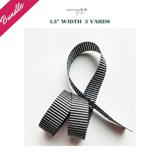 Black and White Pinstripe seatbelt webbing 5 YDS 1.5" width