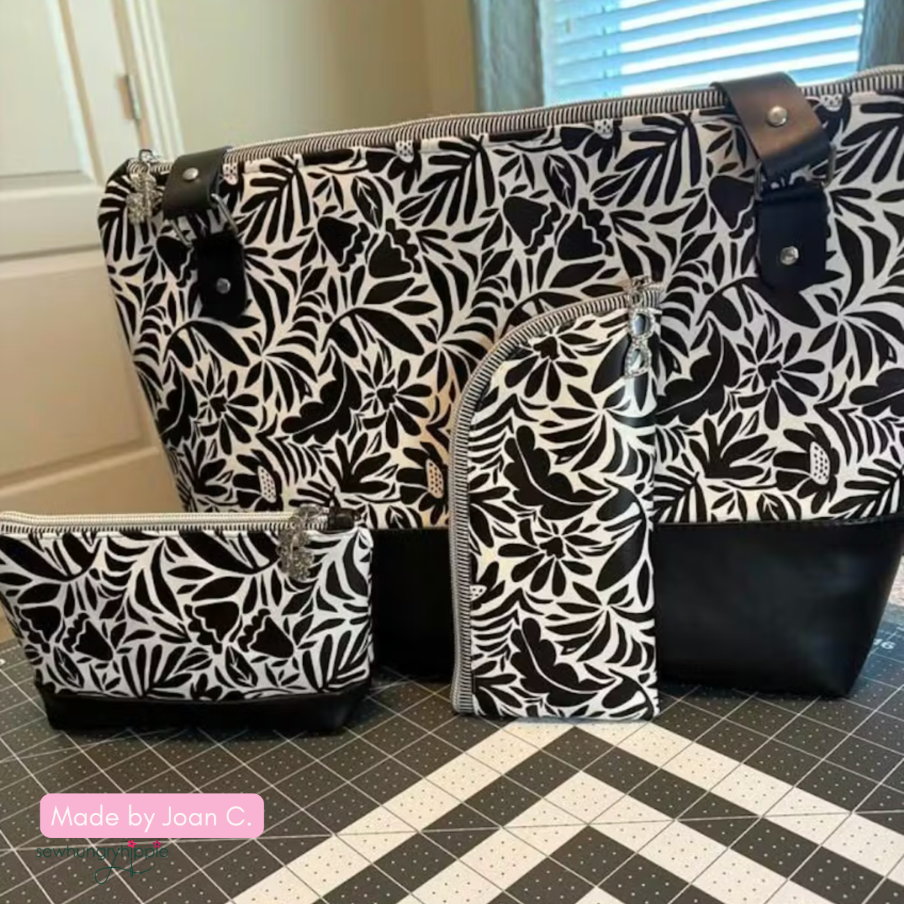 Black and Cream Floral Vinyl
