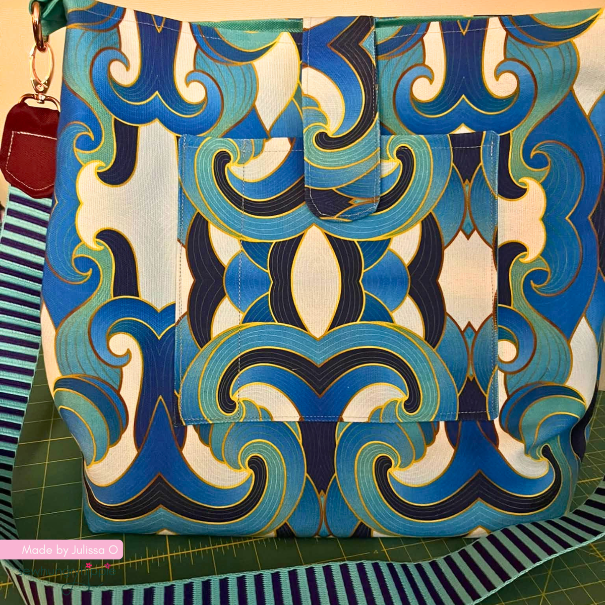 Blue Waves Canvas Fabric | Elegant Custom Print for Bag Making