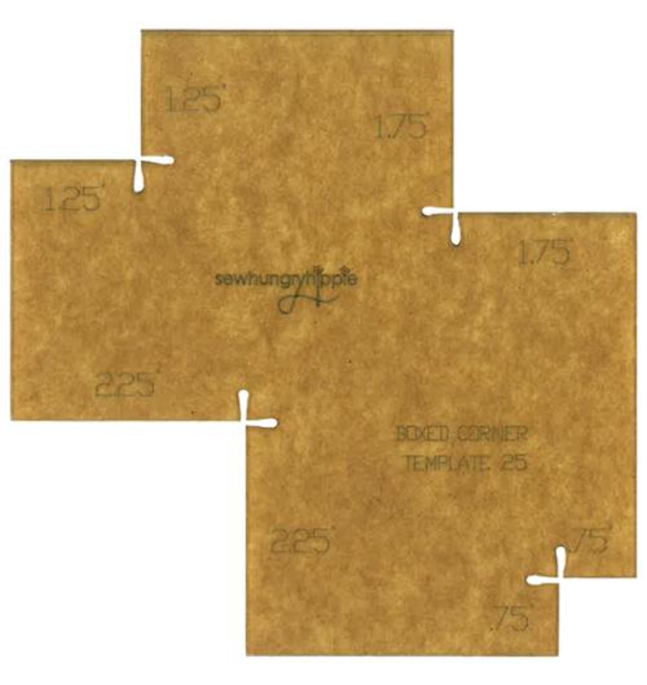 Actual image of Box My Corners Acrylic Template – Style 0.25 | SewHungryhippie