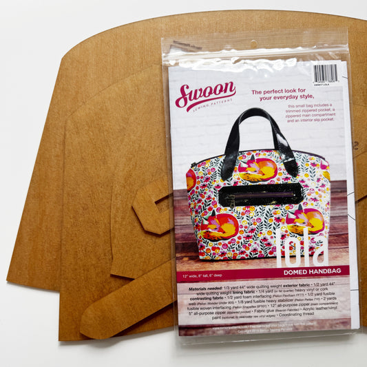 Swoon Lola handbag pattern with fabric pieces