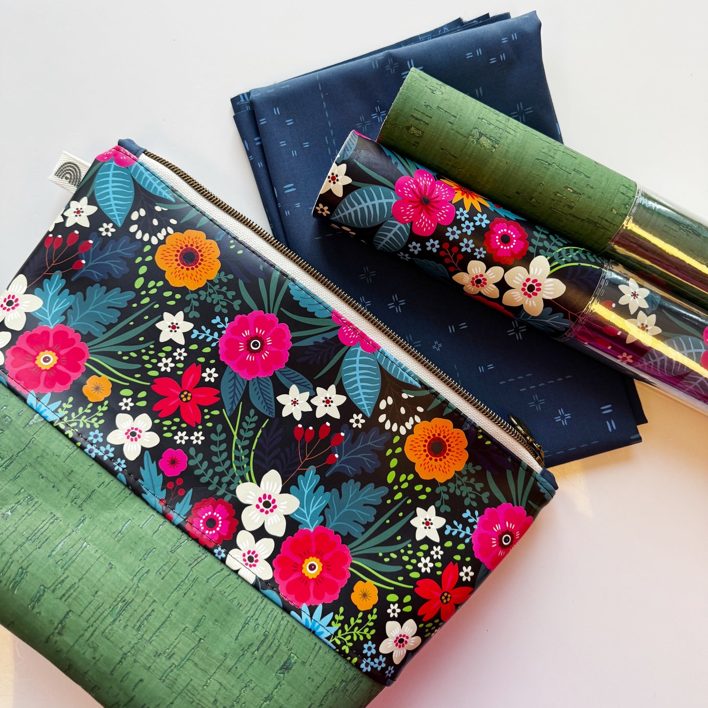 Floral Vinyl and Art Gallery Fabric + Cork Bundle