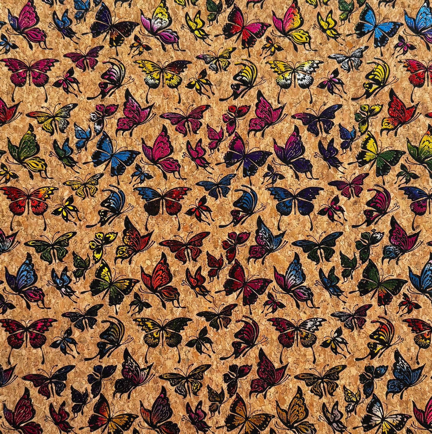Butterfly Cork Roll - metallic - colorful print