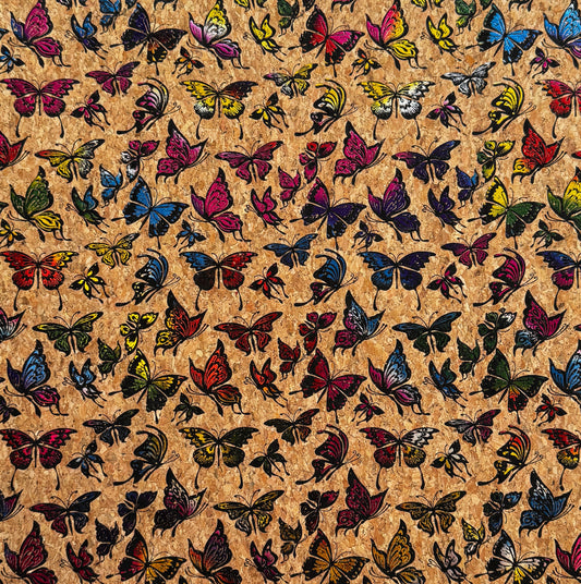 Butterfly Cork Roll - metallic - colorful print