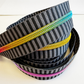 Charcoal Striped Jacquard Woven Zipper Tape – #5 Nylon Continuous Zipper 3 Yards | Rainbow Iridescent Teeth