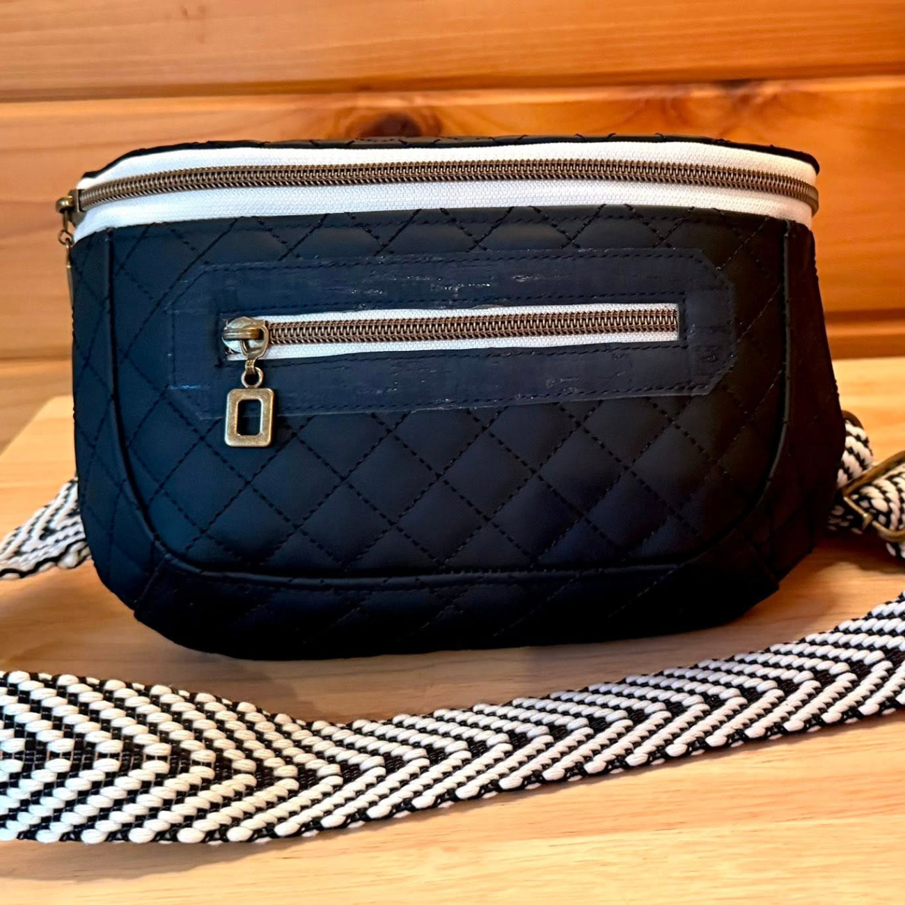 Quilted Vinyl Black - Pre-Quilted Fabric for Bags