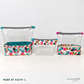 Three clear vinyl zipper pouches with tropical floral fabric bases, made by Kathy L.