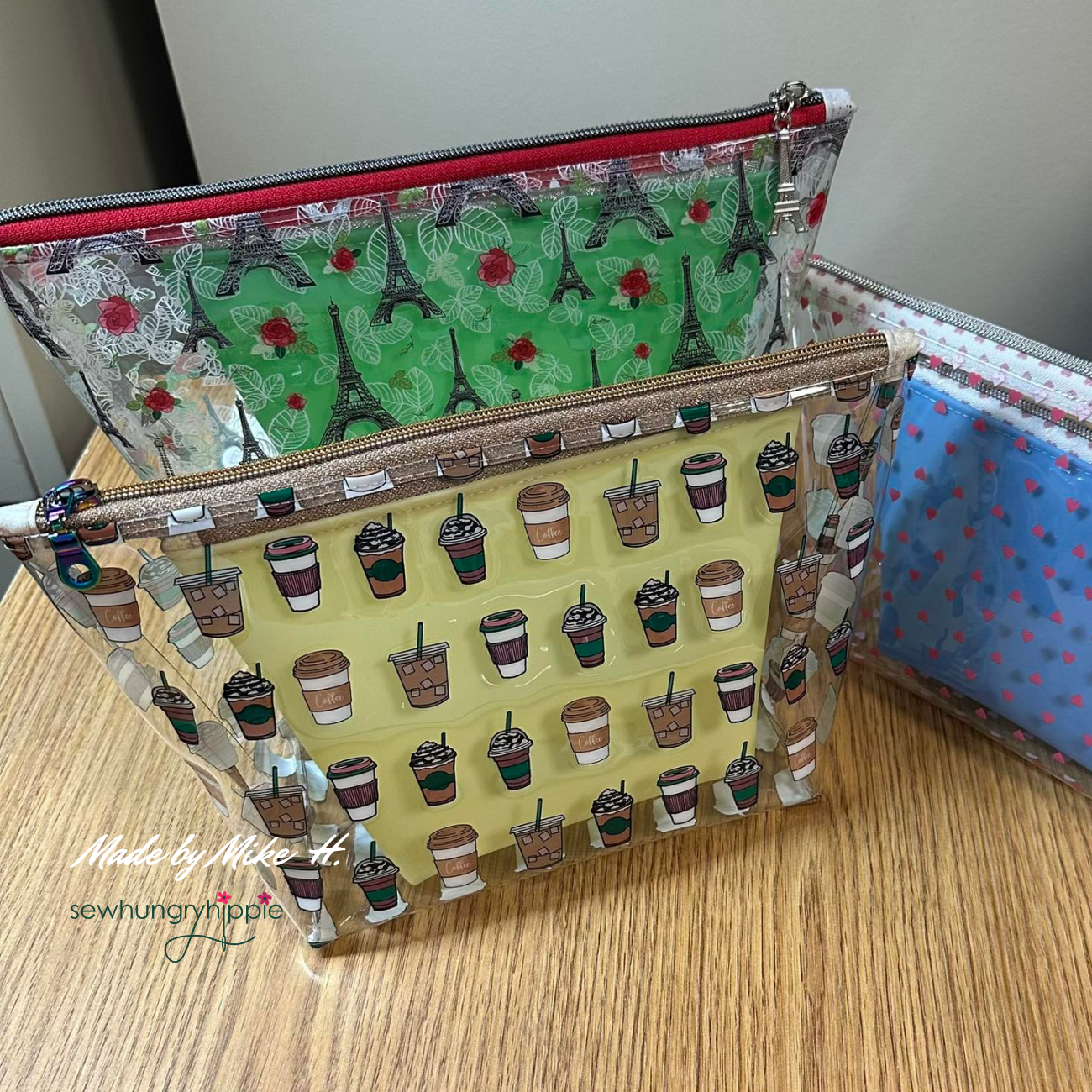 DIY zipper case made with coffee cups TPU vinyl for sewing projects