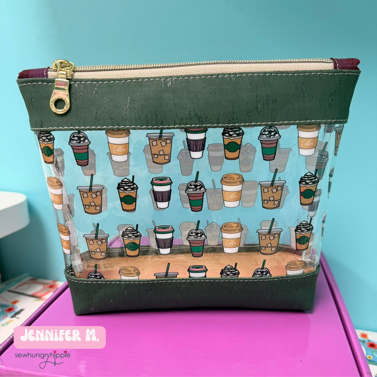 Coffee Cups Print TPU Vinyl – Clear Printed Vinyl for Bag & Pouch Making