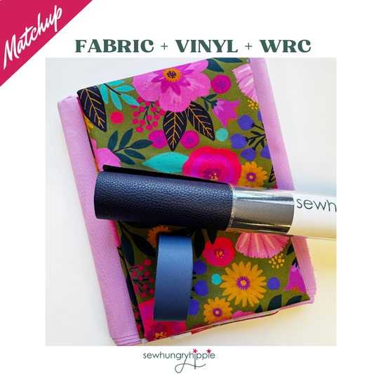 Jessica Swift fabric with Moonglow vinyl and water resistant canvas bundle for bag making projects