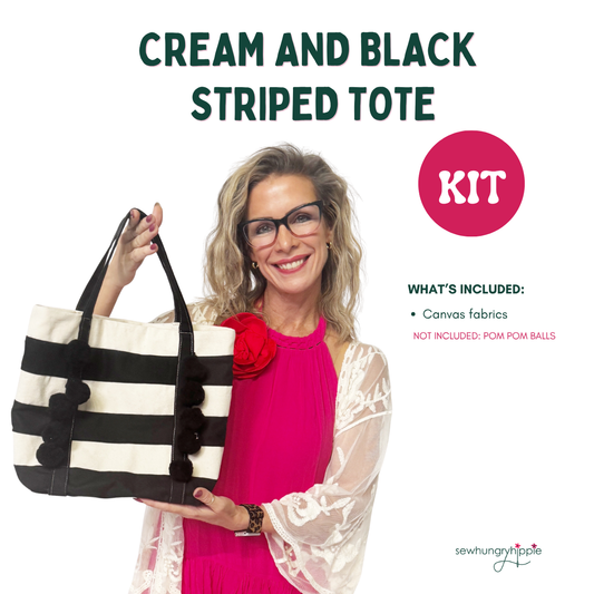 Cream and Black Striped Tote KIT