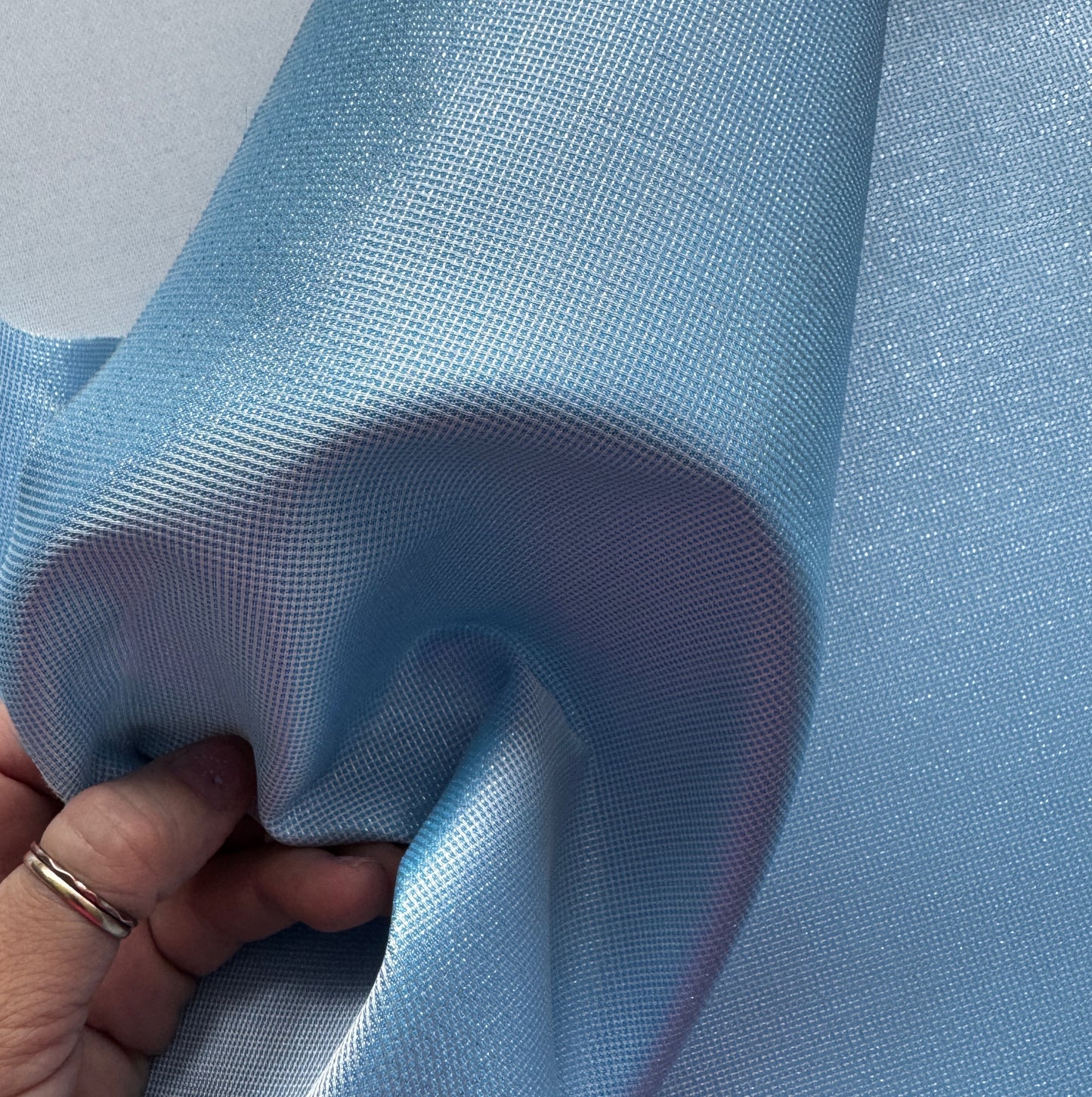 Light Blue Shimmer Fabric / large cut