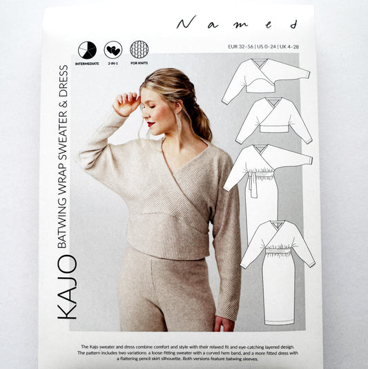 Kajo Wrap Sweater and Dress sewing pattern by Named