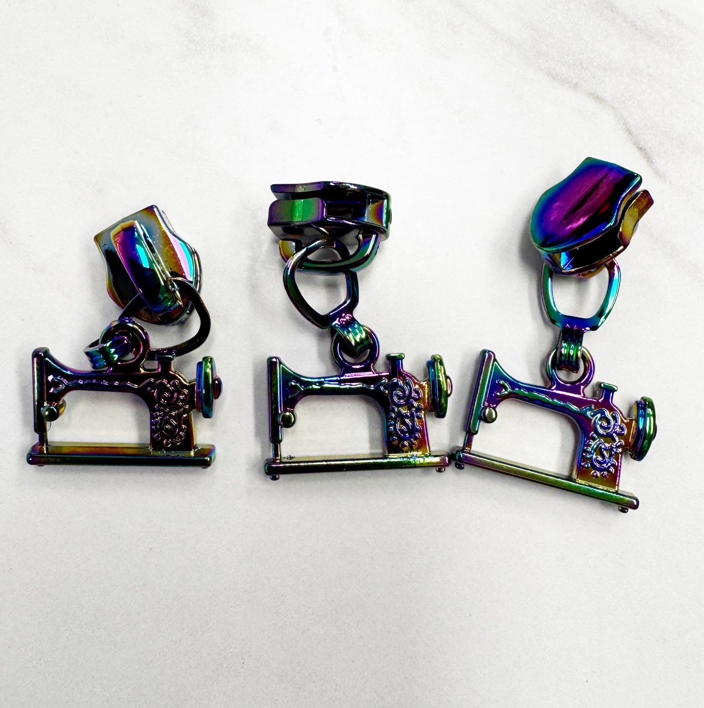 Sewing Machine zipper pulls 3 pack rainbow