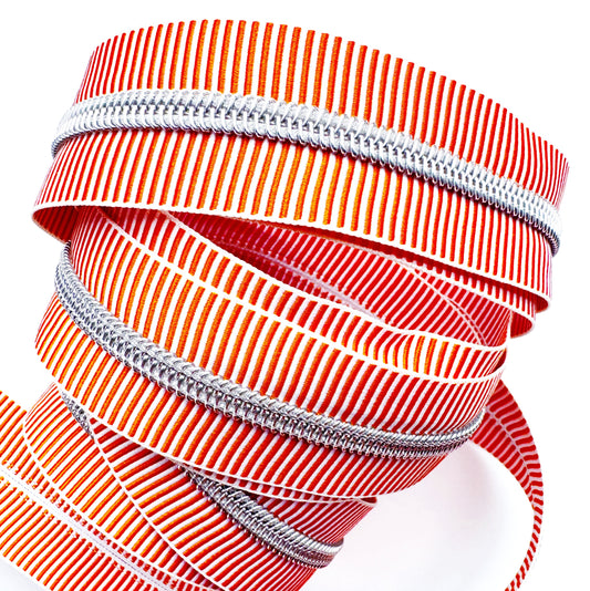 Tangerine stripes zipper tape