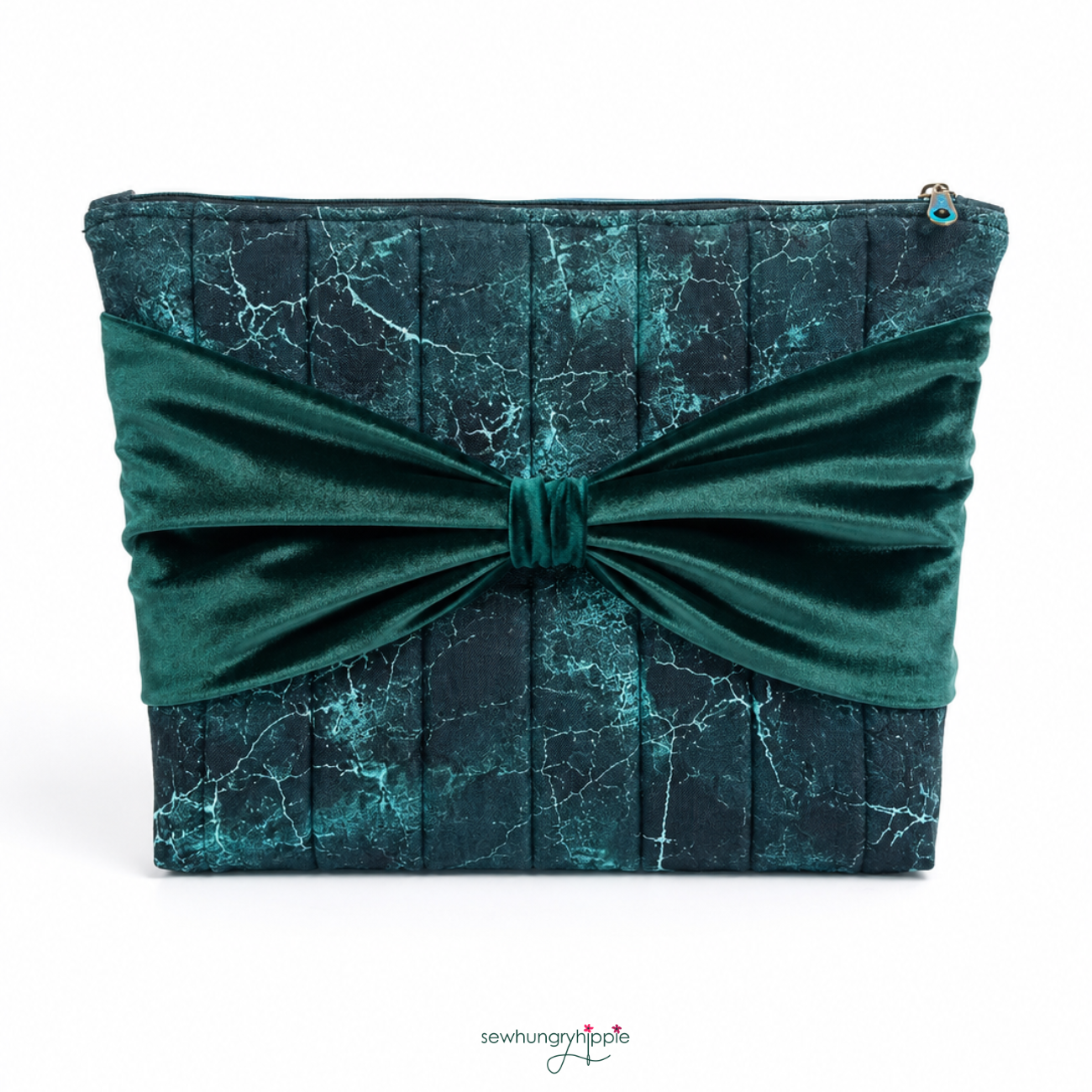 Teal Blue Velvet & Marble Cotton Fabric Bundle – 1 Yard Cotton + 1 Roll Velvet