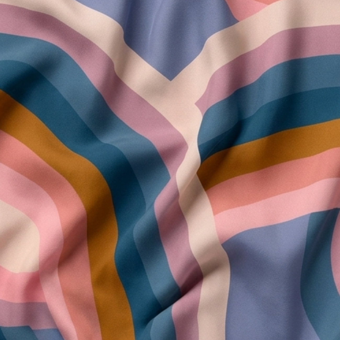 Draped Ruby Star Society fabric showing soft texture and rainbow pattern