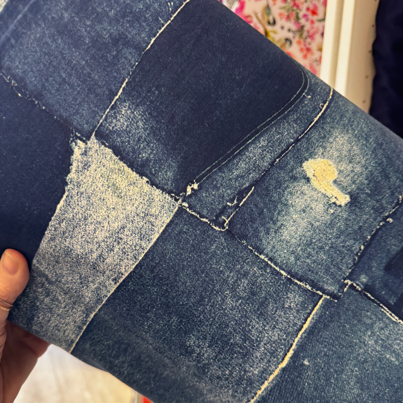 Denim Patches 108" Wideback
