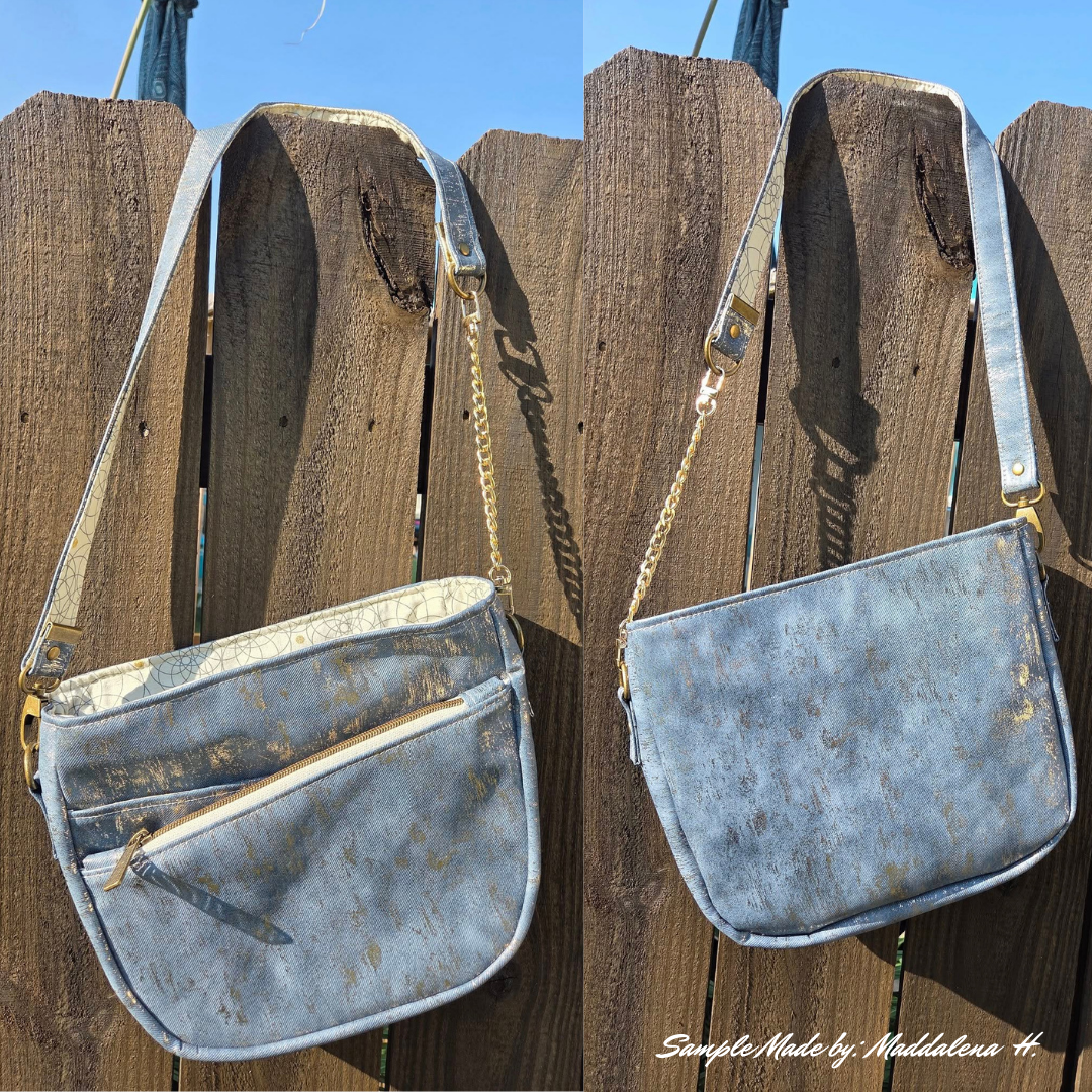 Denim Blue Vinyl with Gold Accents - 18" x 54" Roll