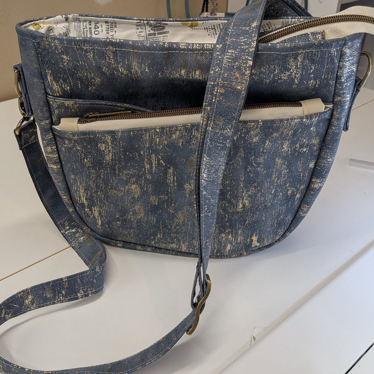 Denim Blue Vinyl with Gold Accents