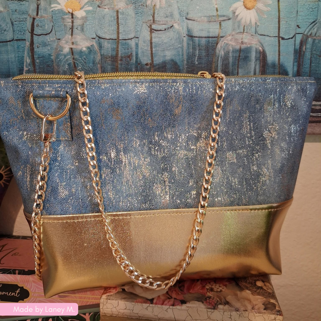 Denim Blue Vinyl with Gold Accents