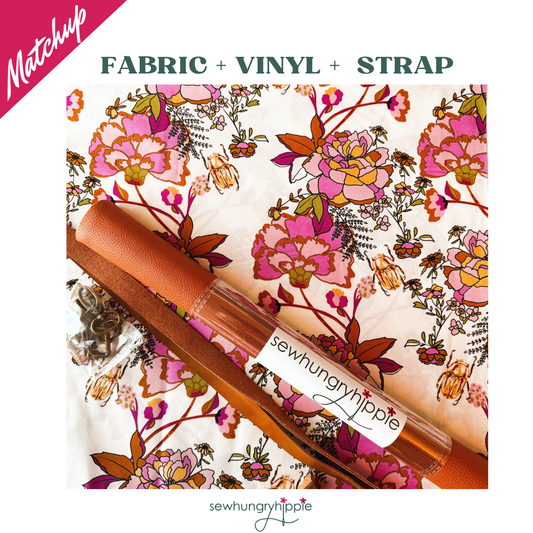 Designer floral + Butterscotch Moonglow vinyl + light brown leather strap — a perfectly matched set for your next make.