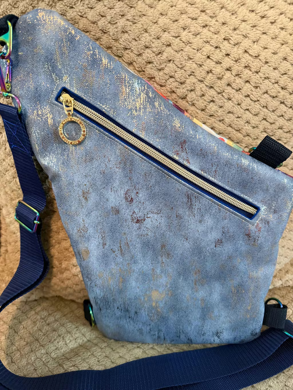 Denim Blue Vinyl with Gold Accents