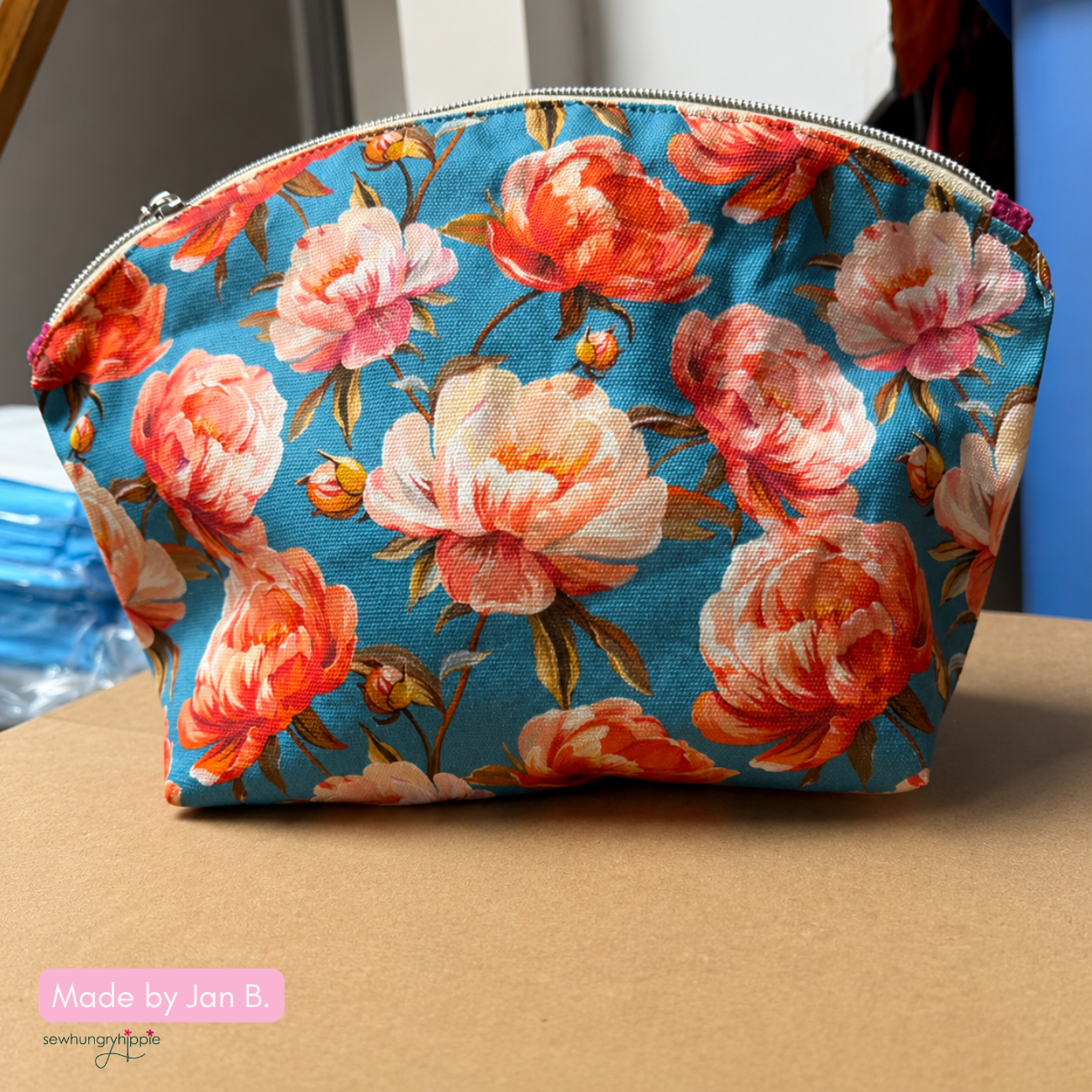 Coral Crush Peonies Canvas Fabric 36" x 58"