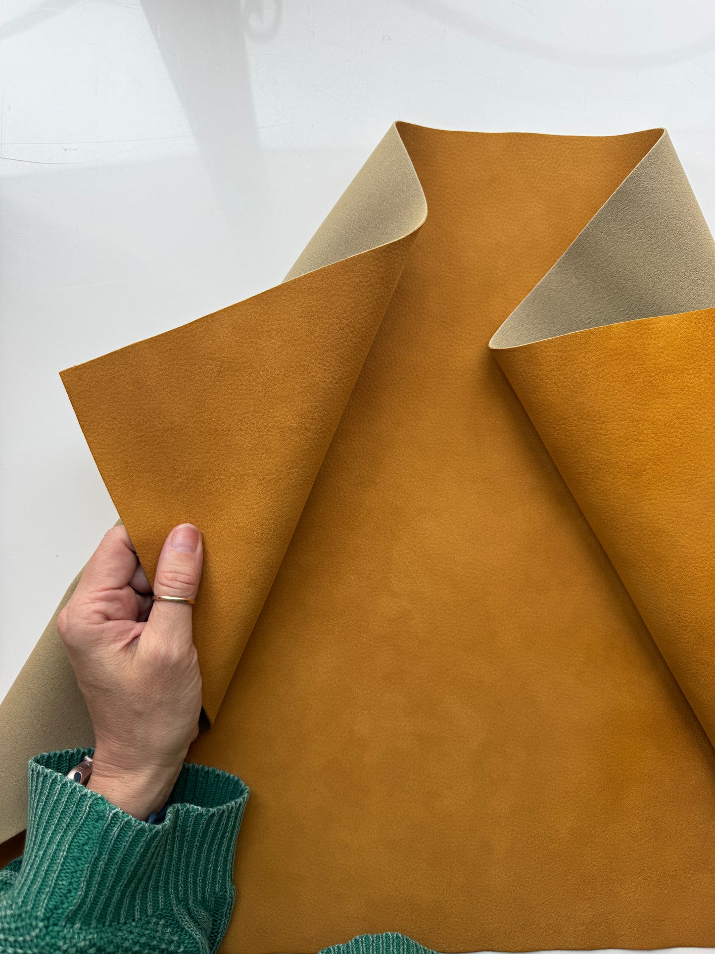 Almost Leather Roll | Mustard Faux Leather Fabric for Bag Making