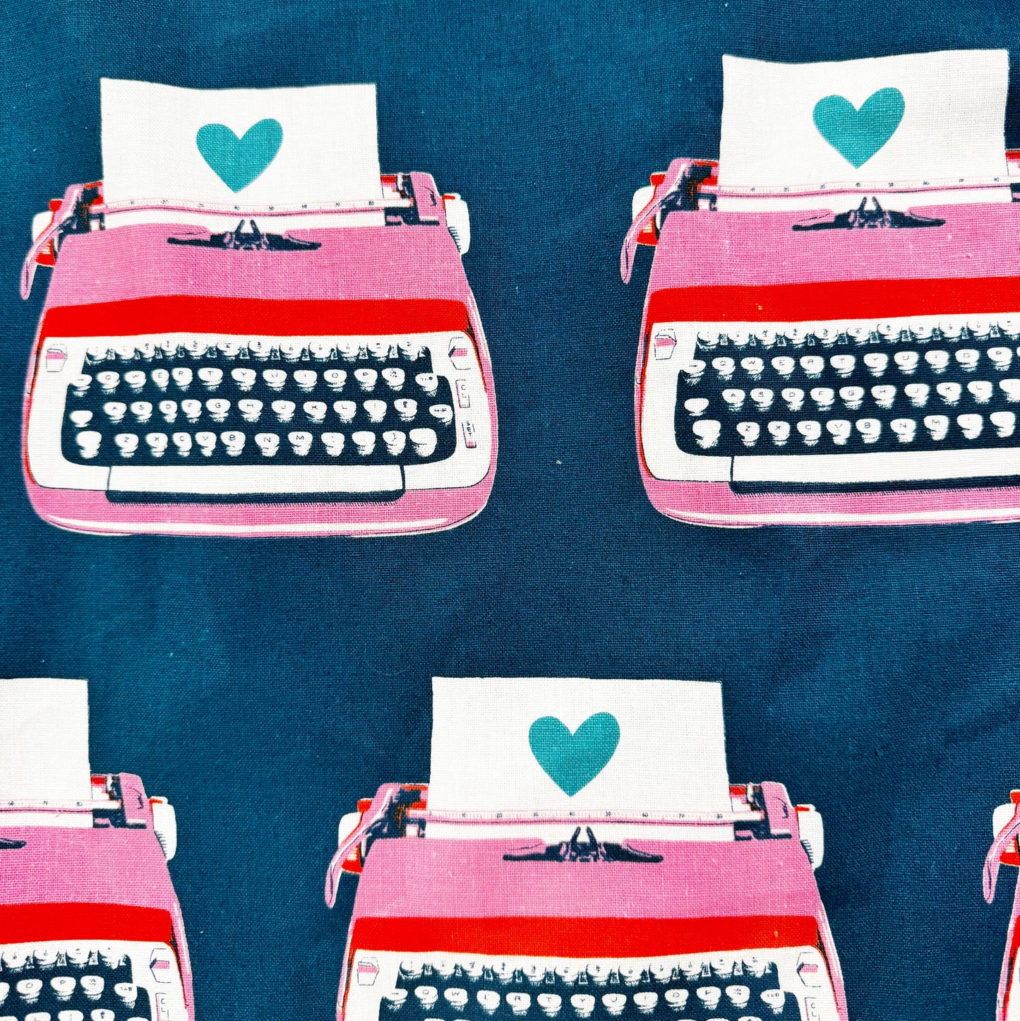 Ruby Star Typewriter Linen Canvas Teal