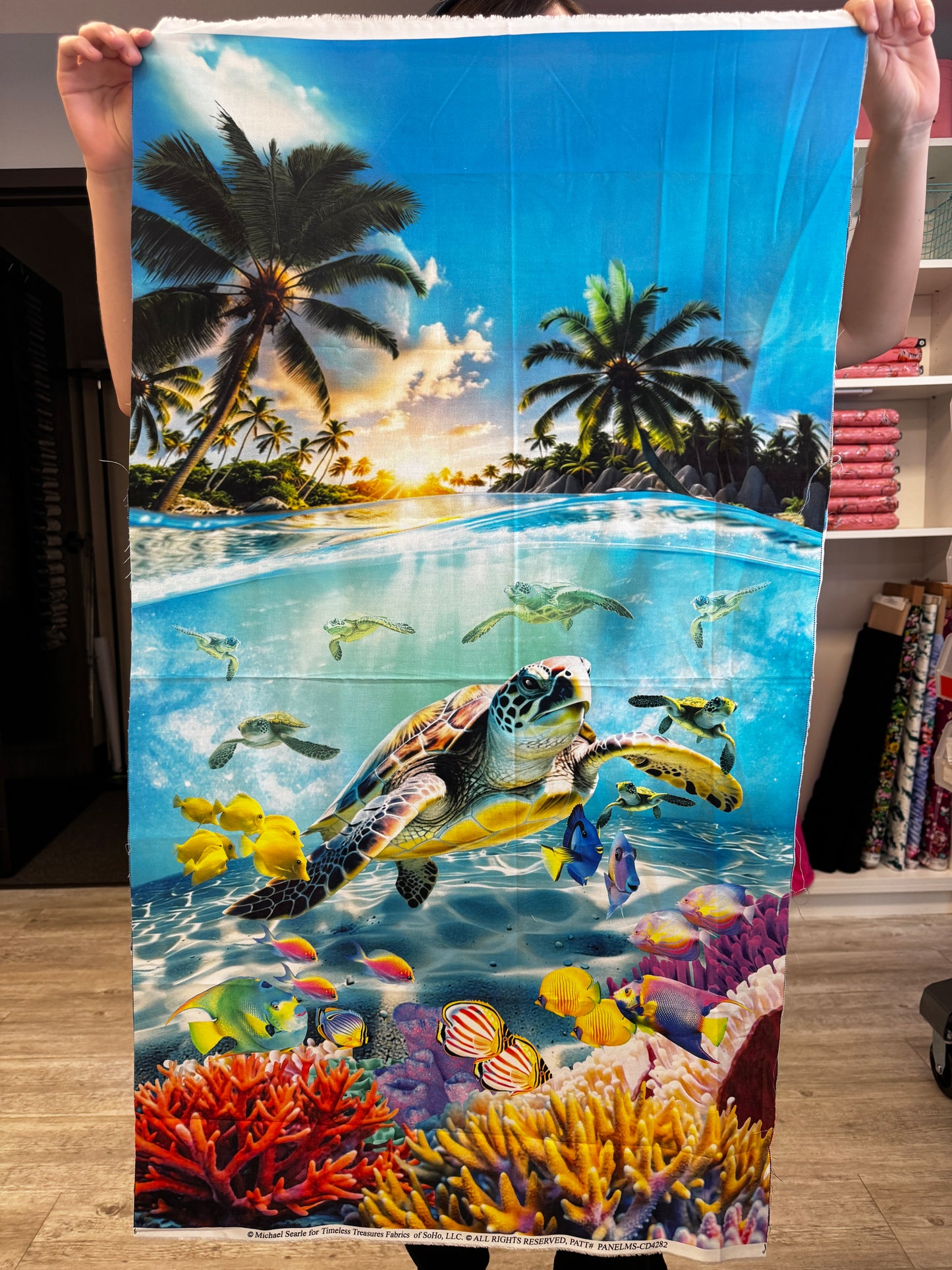 Sea Life Panel + Woven Coordinate Fabric Bundle