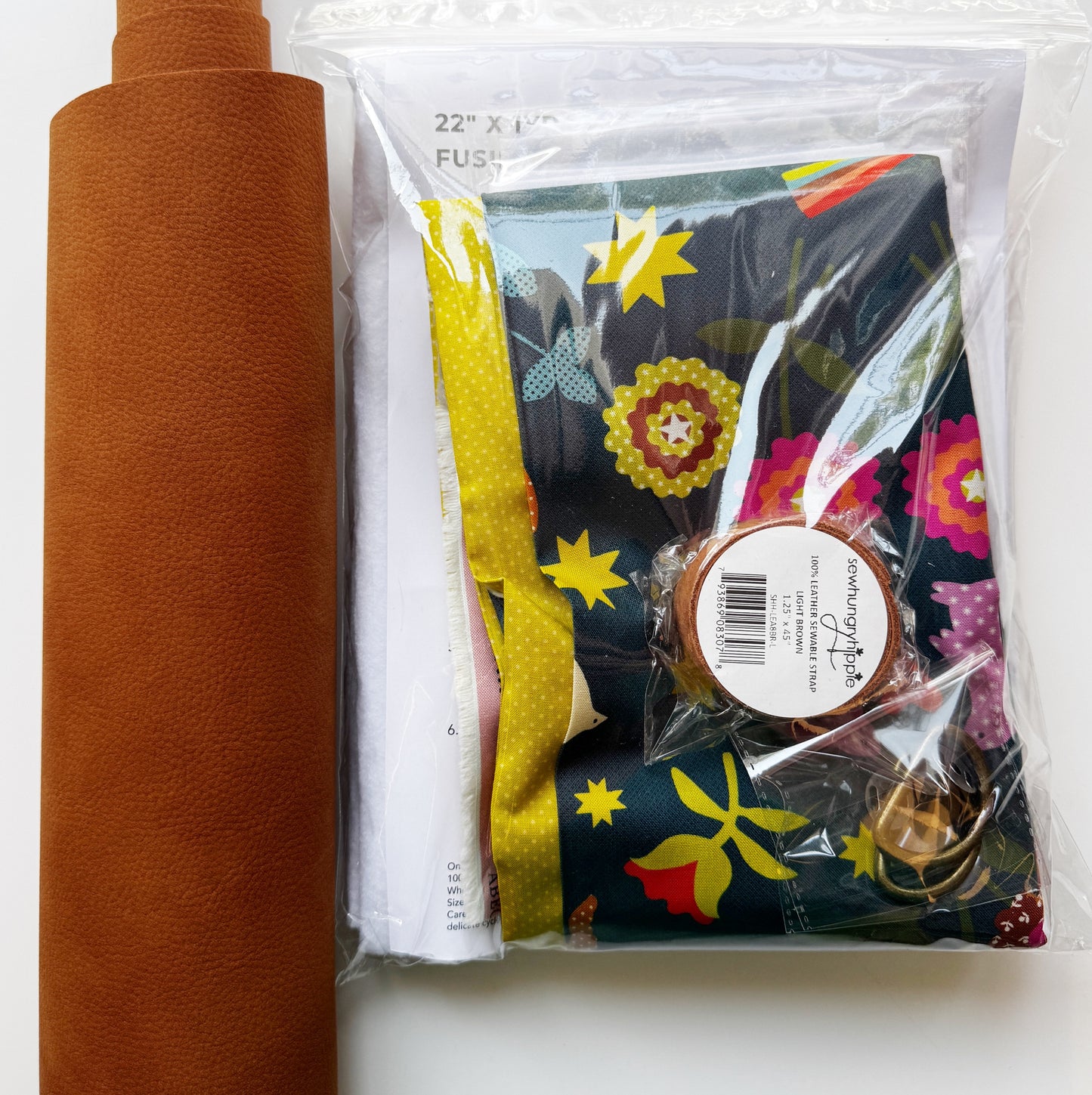 Stevie Bag Kit w/ Saddle Brown and Ruby Star Society Fabric