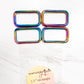 Rectangle Rings 4 pack Rainbow 1.5 inch