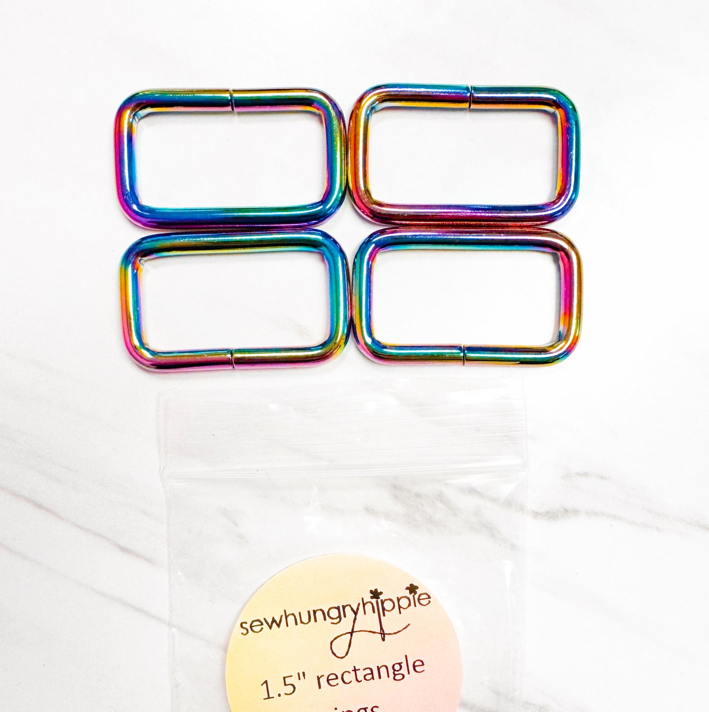 Rectangle Rings 4 pack Rainbow 1.5 inch