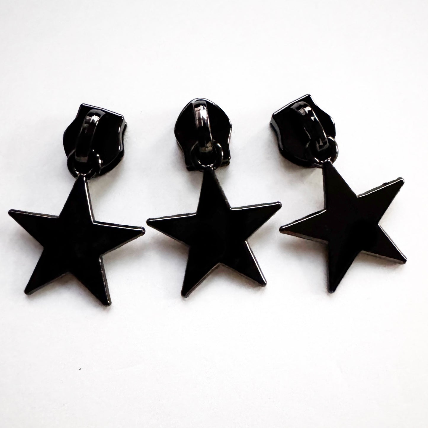 Star Zipper Pulls 3 pack gunmetal