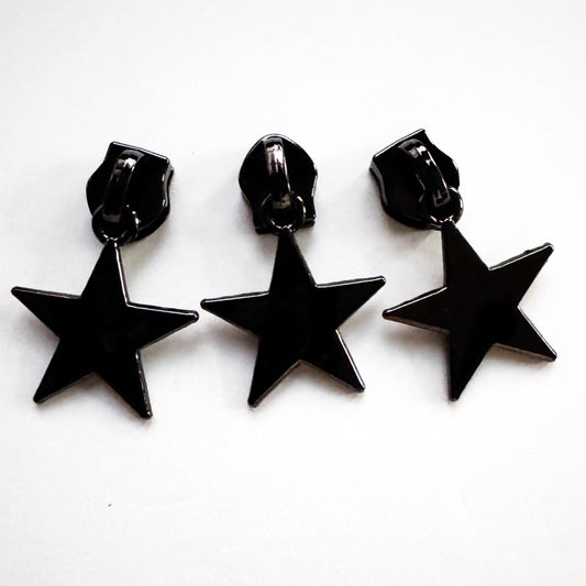 Star Zipper Pulls 3 pack gunmetal