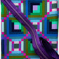 A yard of Log Cabin Periwinkle Fabric designed by Annabel Wrigley for Windham Fabrics and a three yards purple zipper tape in purple teeth