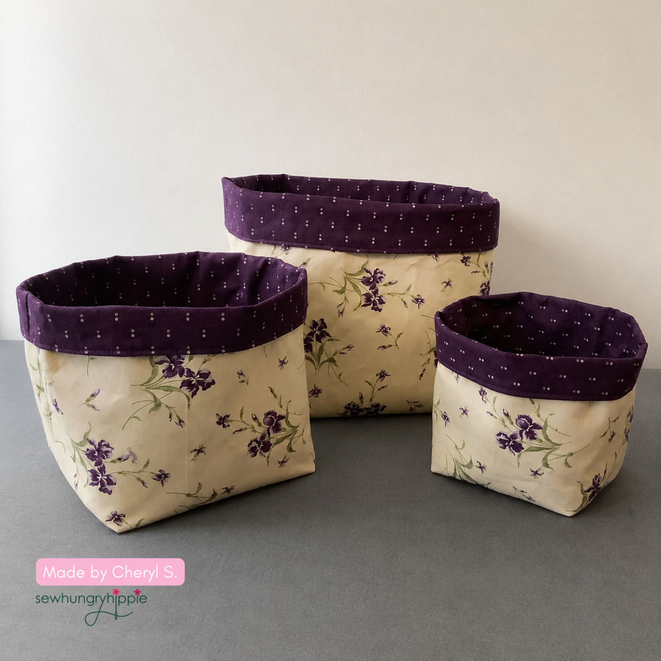Fabric Buckets Pattern by Tamara Kate