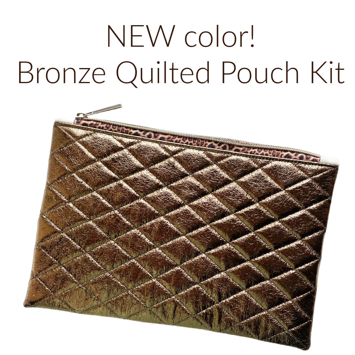 Quilted Soft Vinyl Zipper Pouch KIT Bronze