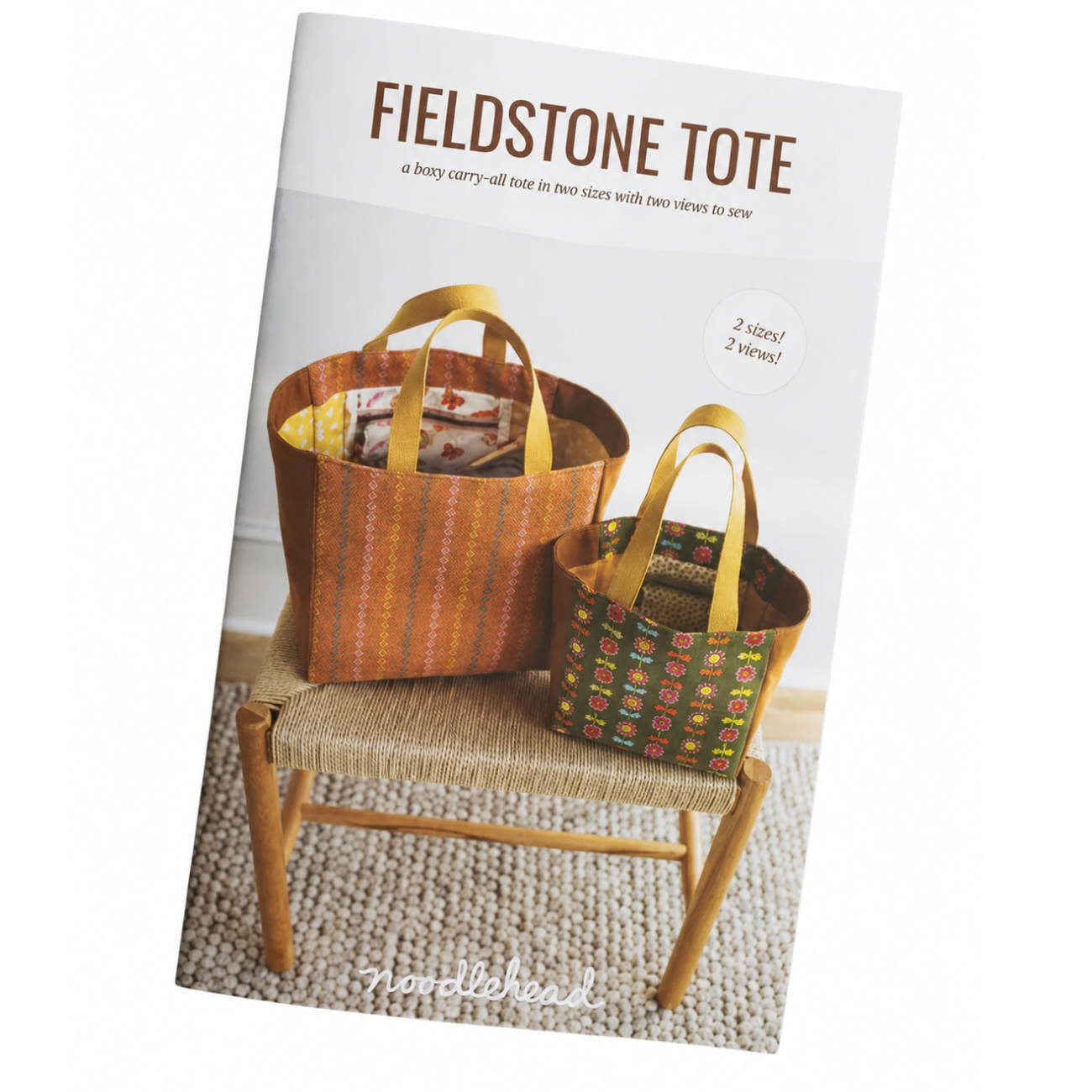 Fieldstone Tote printed sewing pattern print by Noodlehead Aunties Two in white background